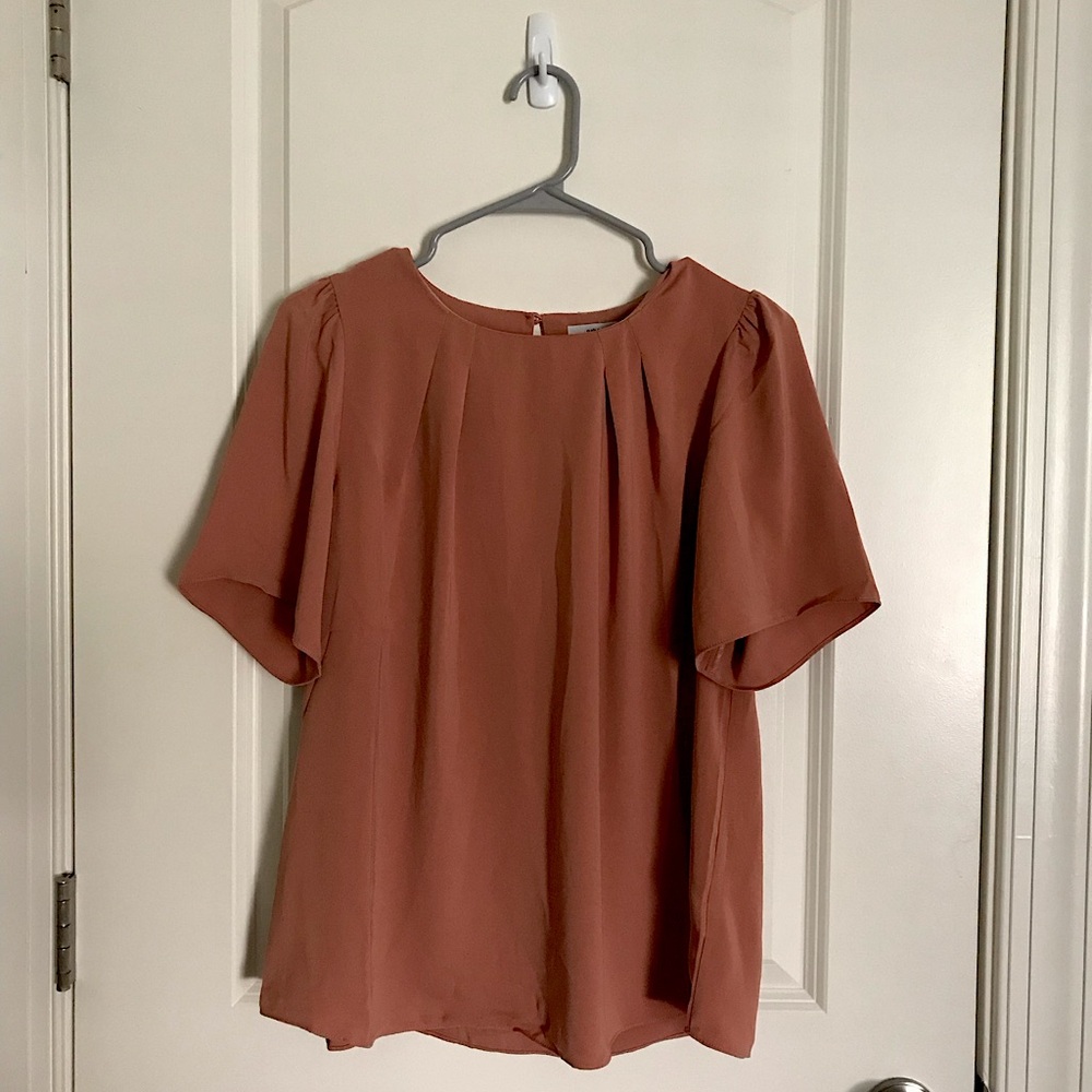 “Naked Zebra” Burnt Orange Blouse Size L